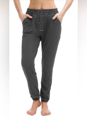 Walifrey Women’s Joggers |Gray | High Rise Drawstring Sweatpants | Size Large
